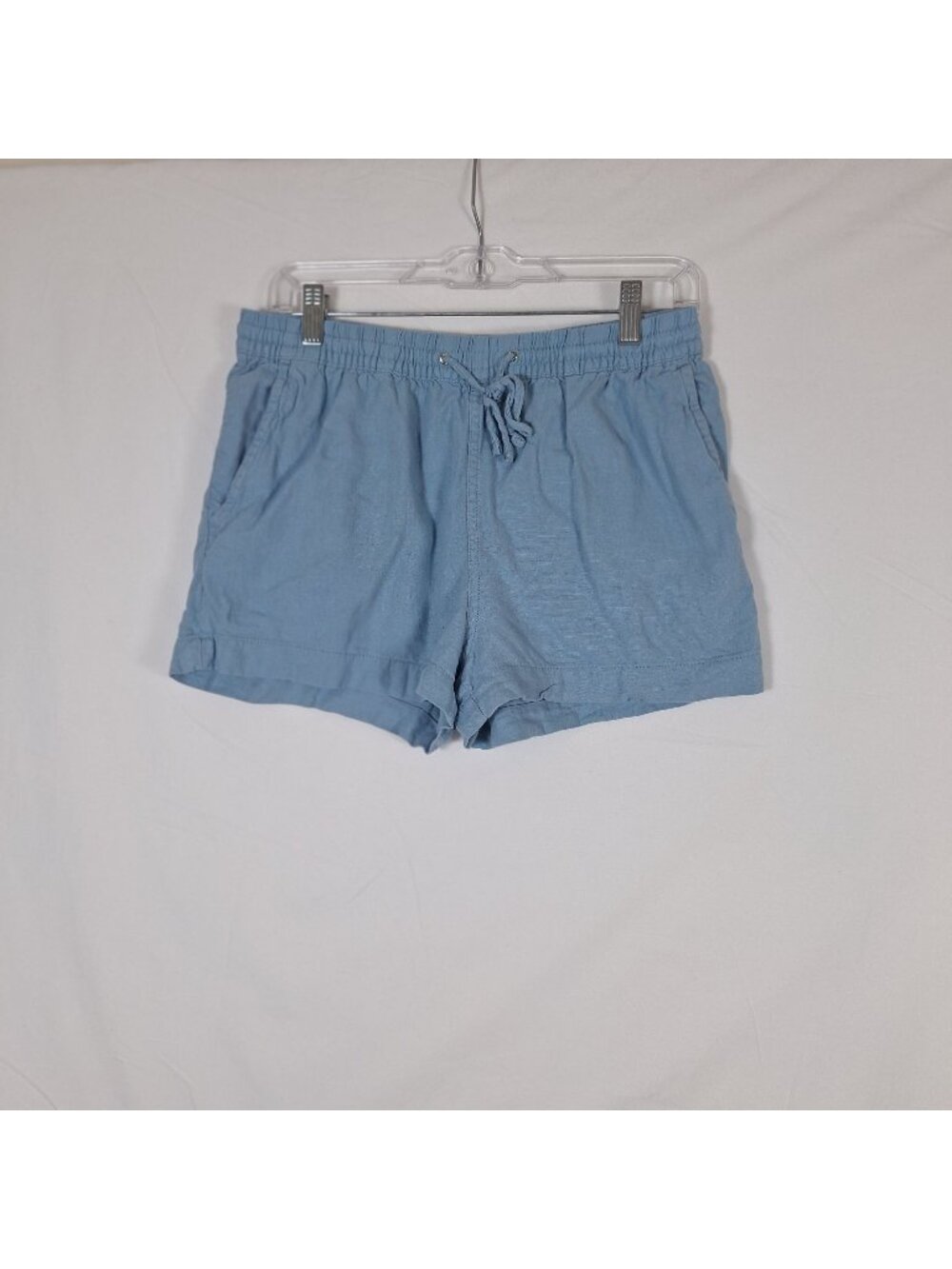 H&M Blue Linen Cotton Blend Drawstring Shorts size small Women